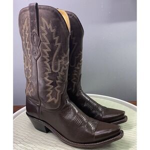 Old West Women's Leather Cowgirl Boots Chocolate Brown Cowboy Western Sz. 8